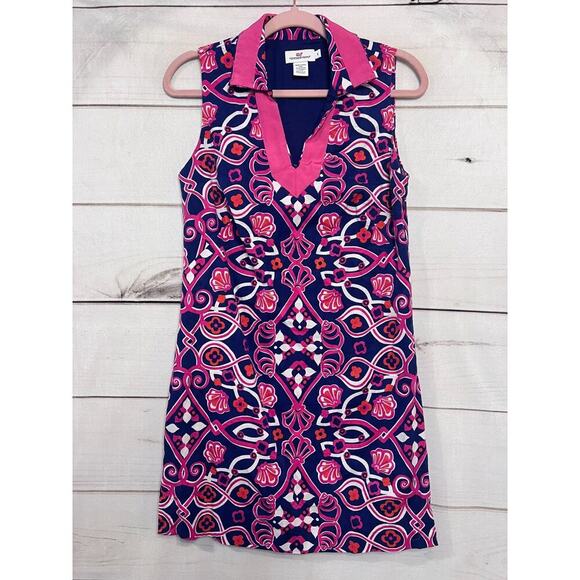 VINEYARD VINES NAVY BLUE, FUCHSIA, HOT PINK & WHITE SHIFT TUNIC DRESS, SIZE 4 - Picture 1 of 5